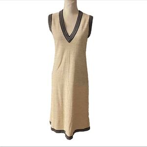 Vtg Guy Laroche Sleeveless V Neck Stretch Sweater Dress Sz 38 Preppy